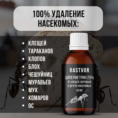 Циперметрин 25% отрава RASTVOR от комаров, мух, клещей и муравьев