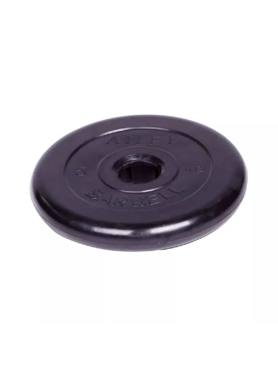 D 51 мм чёрный 5,0 кг Atlet MbBarbell Диск обрезиненный - фото 2