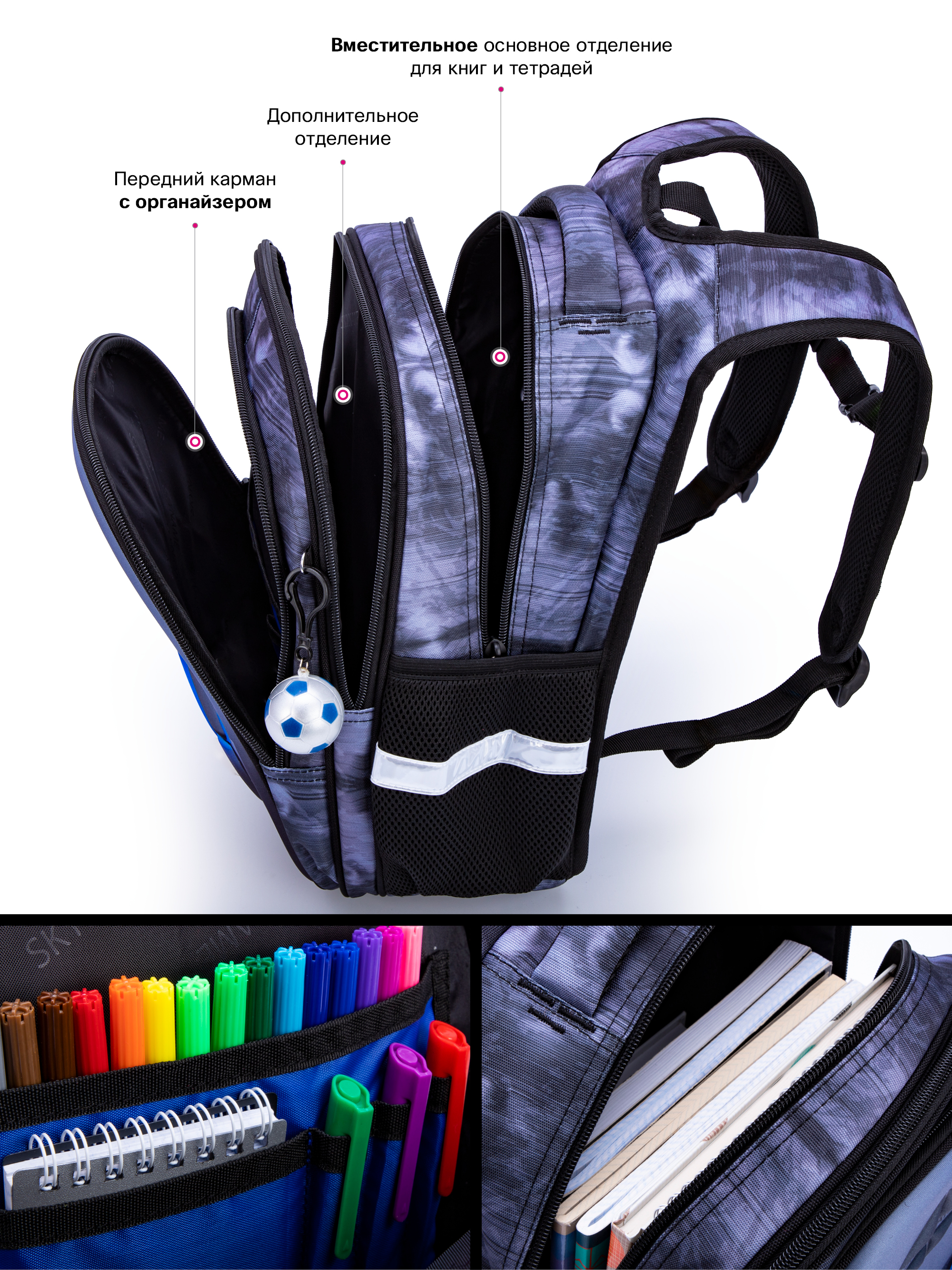 Рюкзак SkyName анатомическая спинка + брелок - фото 9