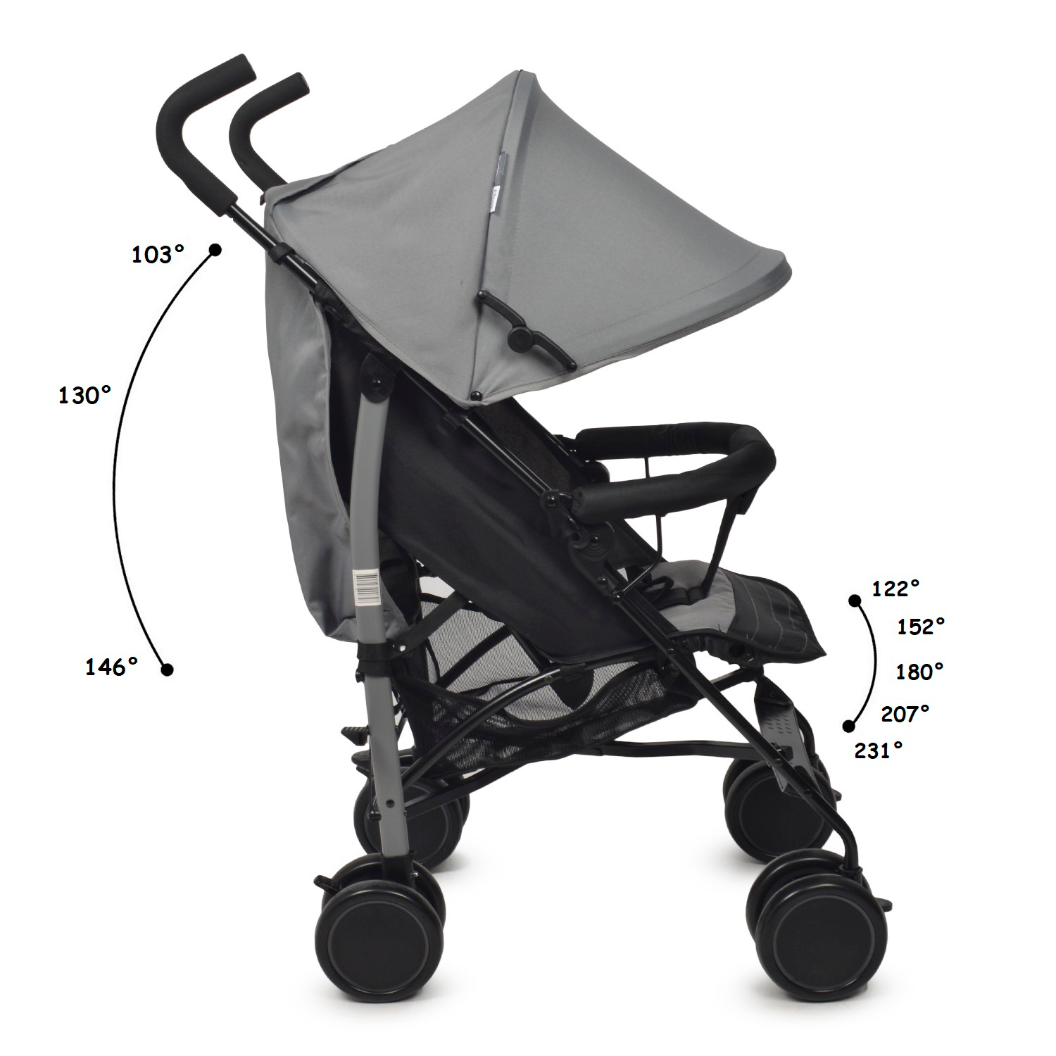 Коляска прогулочная BabyGo Ellipse New серый - фото 2