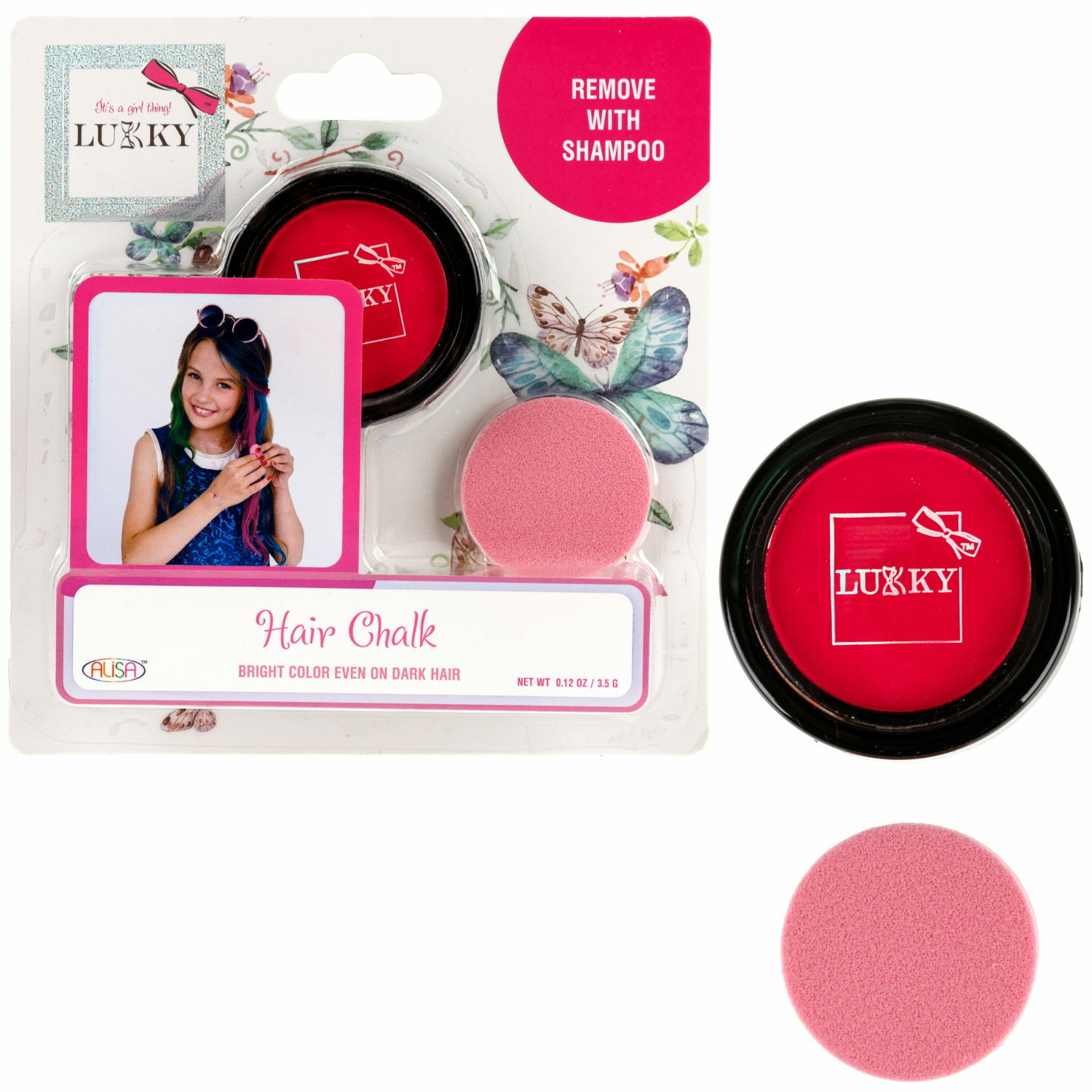 Набор Lukky Пудра для волос со спонжем красный - фото 1