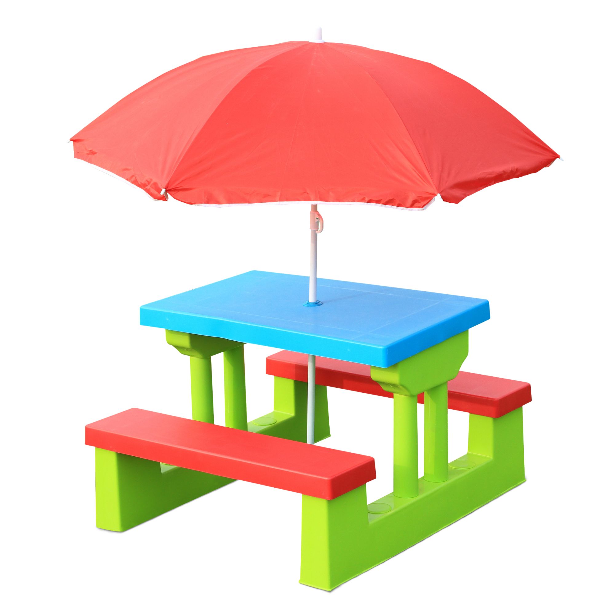 Стол детский с лавочками и зонтом UNIX Kids Garden комплект детской мебели пластиковый для дачи и улицы со столиком, 67 х 75 х 135 см, голубой - фото 8