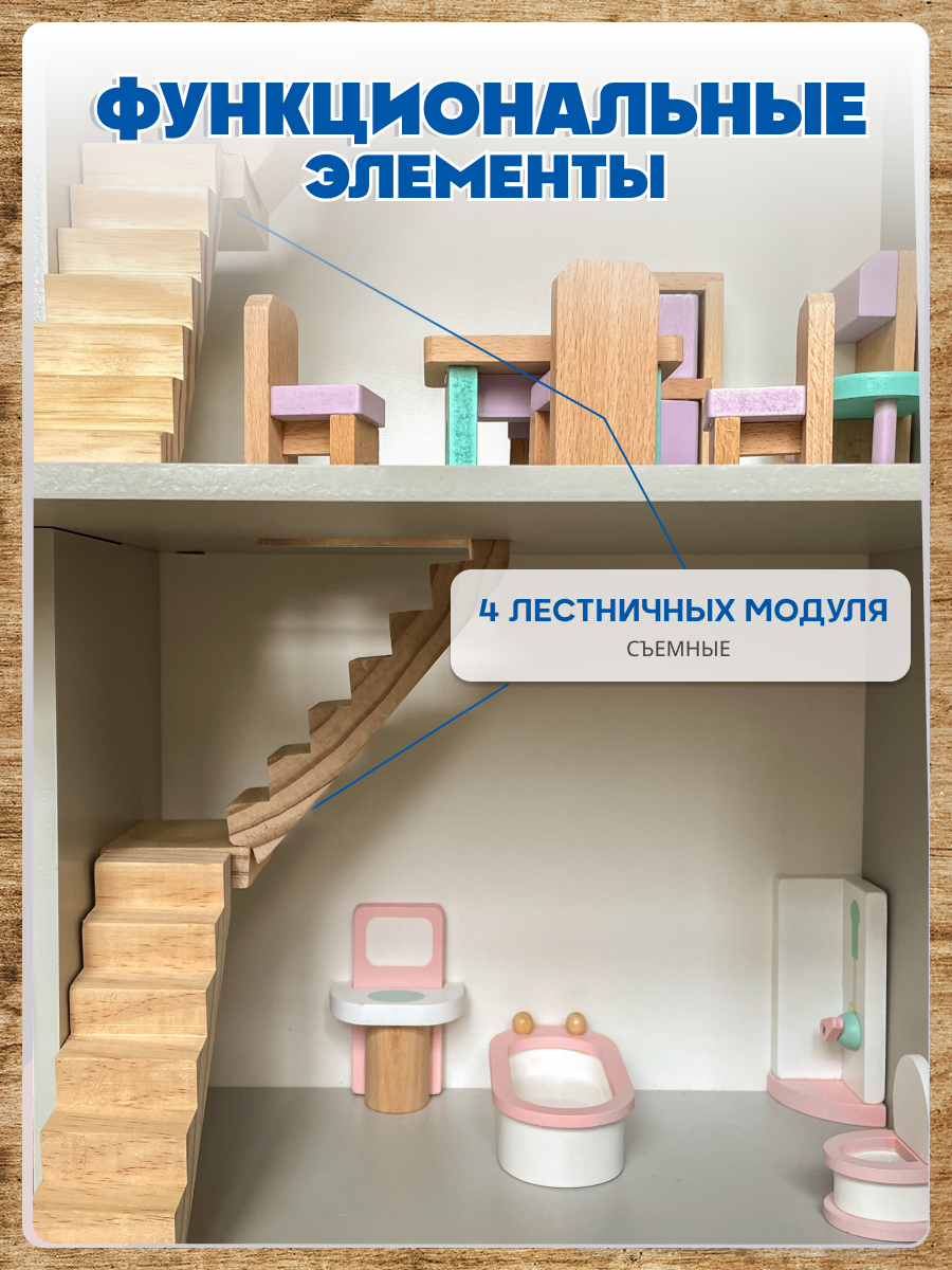 Домик для кукол Зайка любит 75 см с мебелью MSN21021 - фото 9