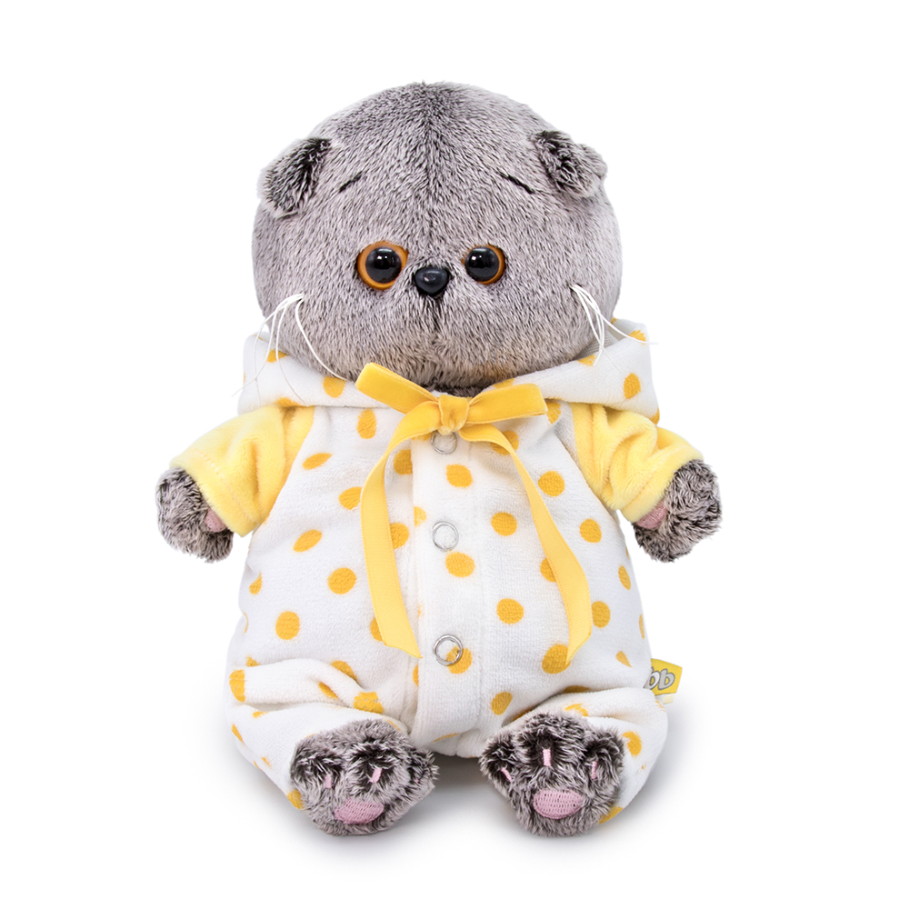 Мягкая игрушка BUDI BASA Кот Басик комбинезон в горох - фото 1