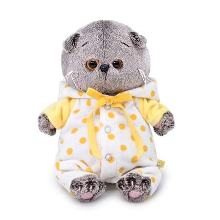 Мягкая игрушка BUDI BASA Кот Басик комбинезон в горох