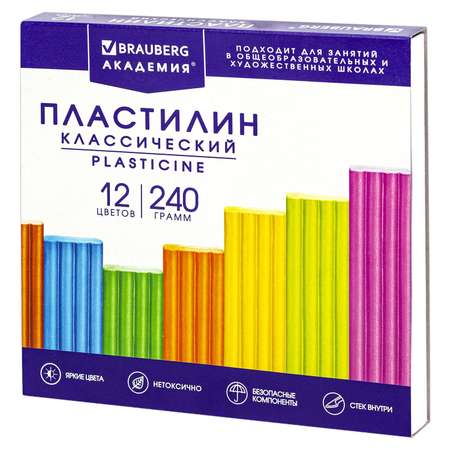Пластилин Brauberg 12 цв.