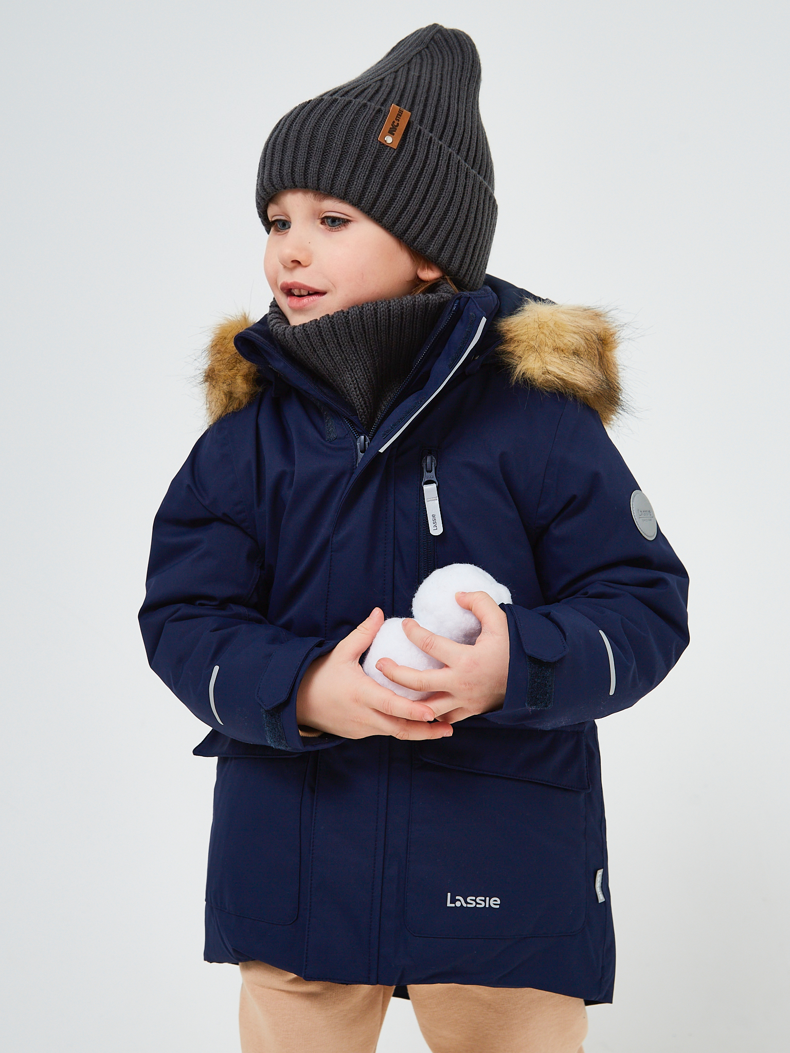 Шапка и снуд NYCkids NYC-H-53-poloski-graphiteB - фото 10