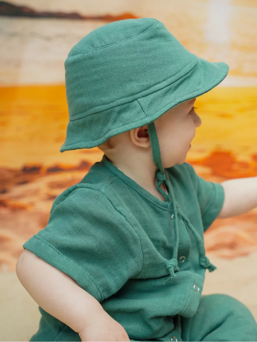 Песочник с панамкой Супер Пупс кос/мусл/хаки - фото 17