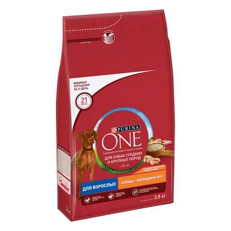 Корм для собак Purina One средних и крупных пород курица-рис 3.8кг