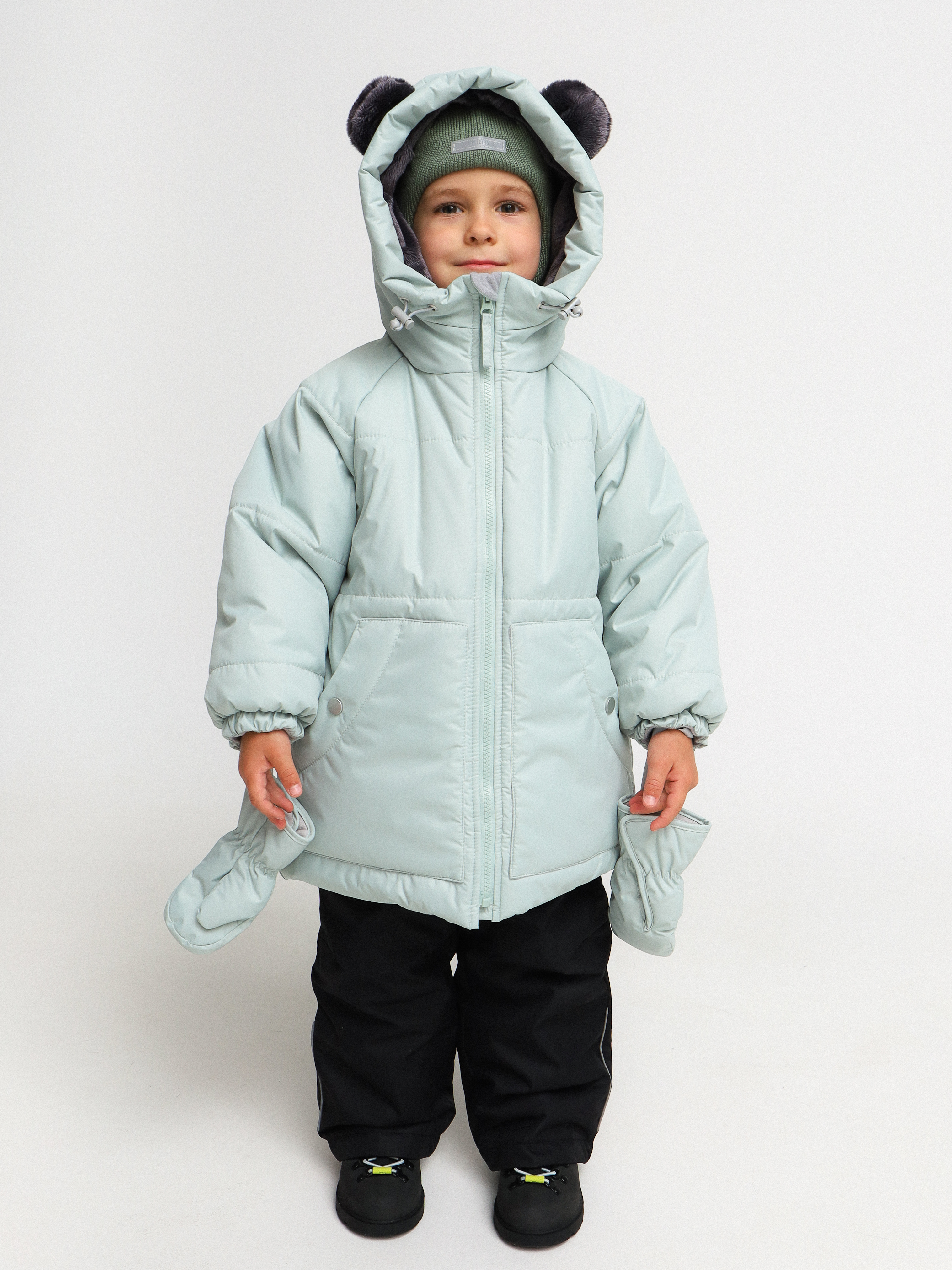 Куртка MINIDINO G-VO-Krt-149/0Куртка зимняя с ушками светло-фисташковая - фото 1