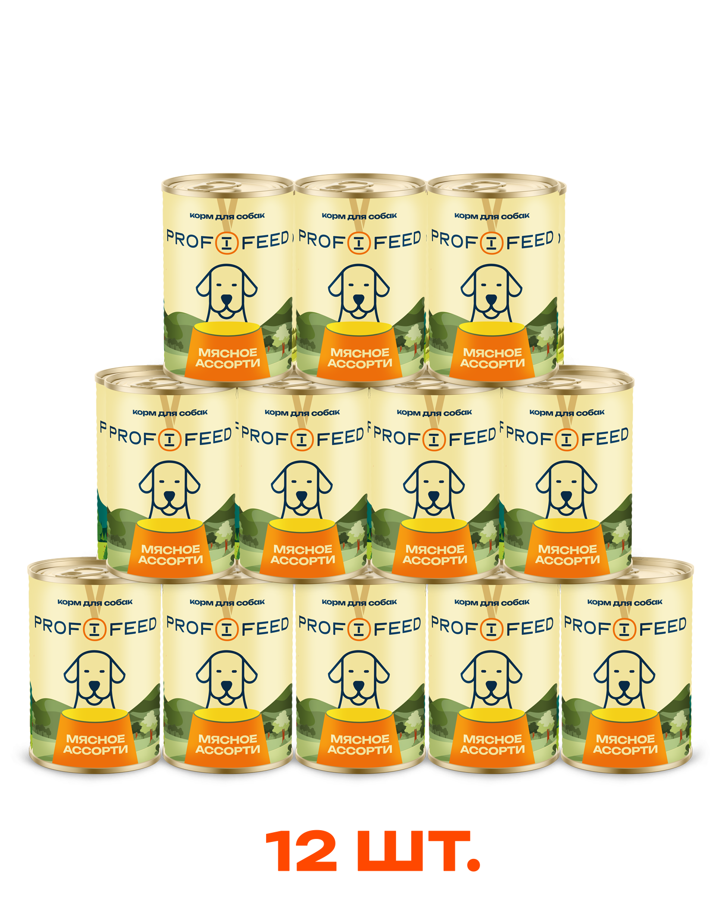 Корм консервированный для собак Profifeed мясное ассорти 340г 12шт - фото 1