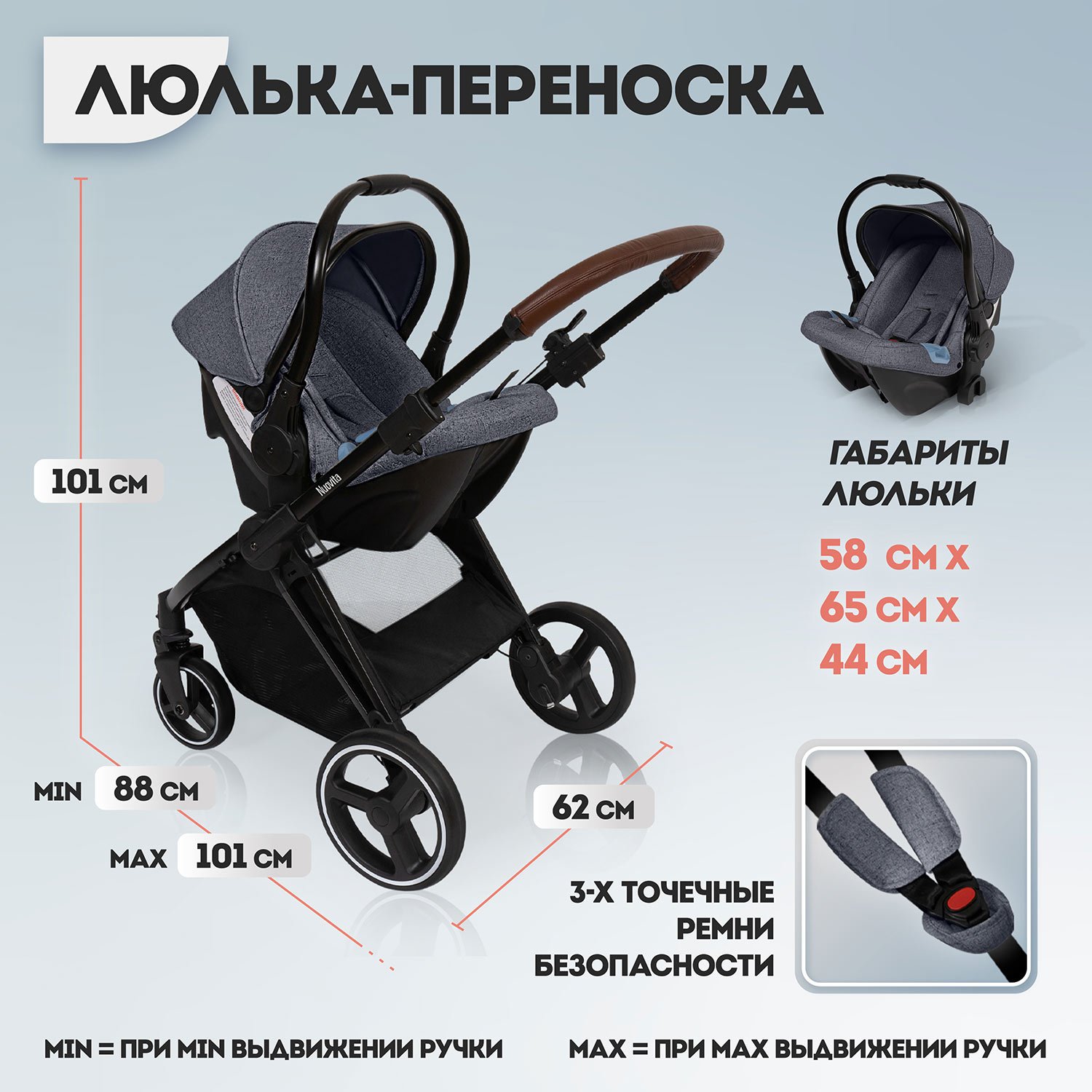 Коляска 3в1 Nuovita Edel 3в1 - фото 13