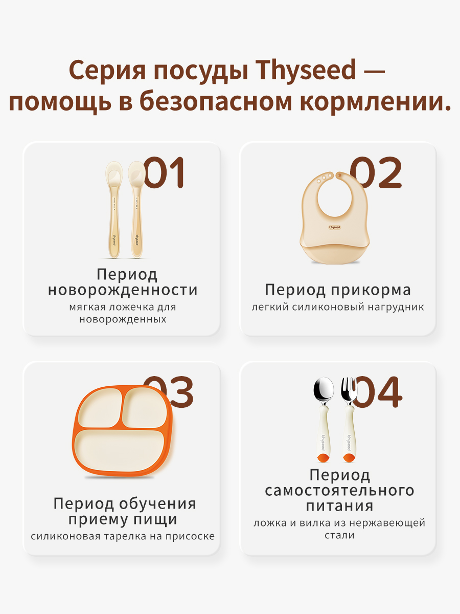 Набор детских столовых приборов thyseed оранжевый - фото 4