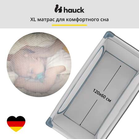 Кроватка-манеж Hauck Dream N Play Plus Dusty Blue складная с матрасом 120х60 см и боковым лазом