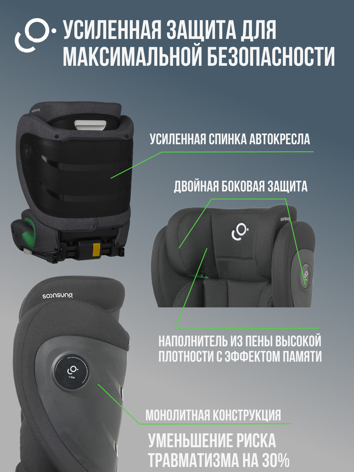 Автокресло SoonSung Isofix 2/3 (15-36 кг) черный - фото 6