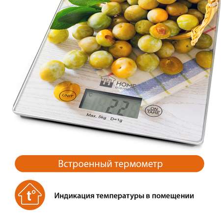 Весы кухонные HOME ELEMENT HE-SC935 сенсор и встроенный термометр