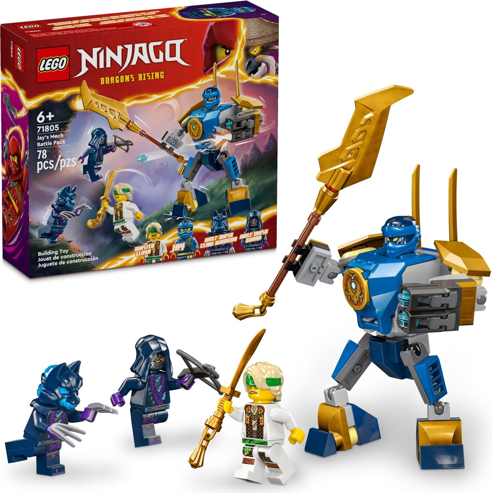 Изображение товара LEGO NINJAGO Конструктор боевой набор мехов Джея 71805 267 деталей