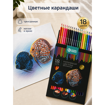 Карандаши цветные SCHOOLFORMAT 18 шт.