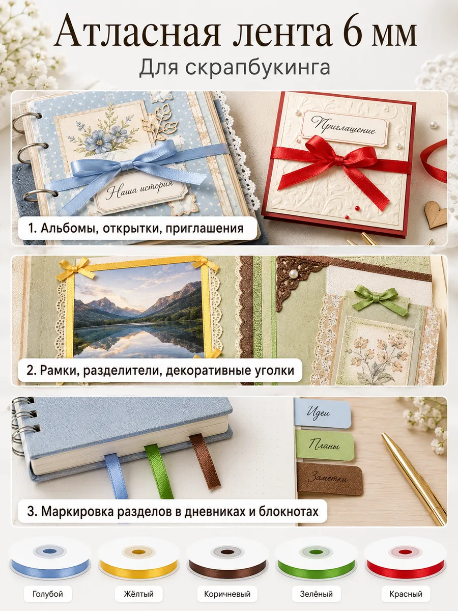 Лента для рукоделия и упаковки Magic 4 Hobby 6 мм мятная - фото 3