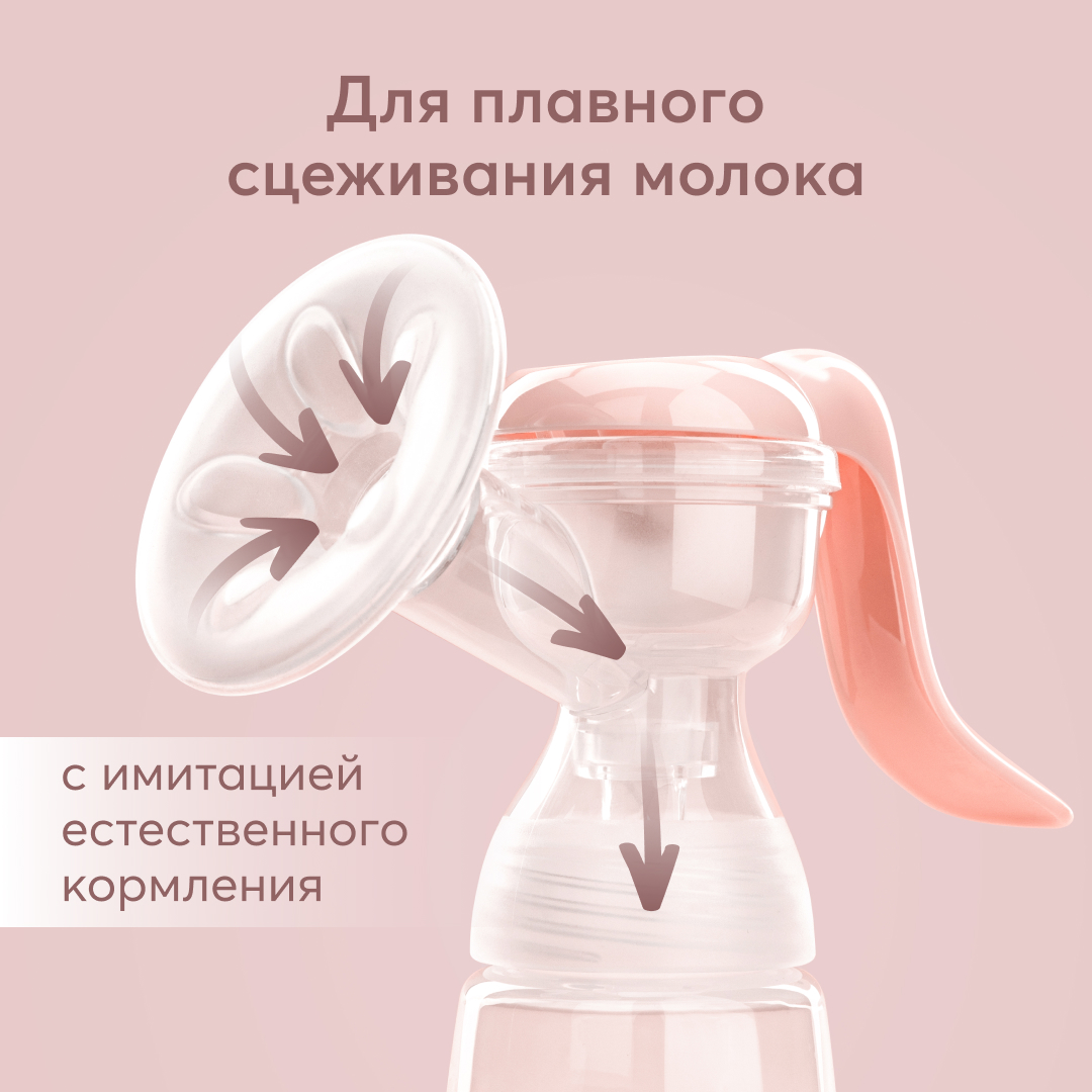 Ручной молокоотсос Happy Baby механический с бутылочкой 160 мл. - фото 3