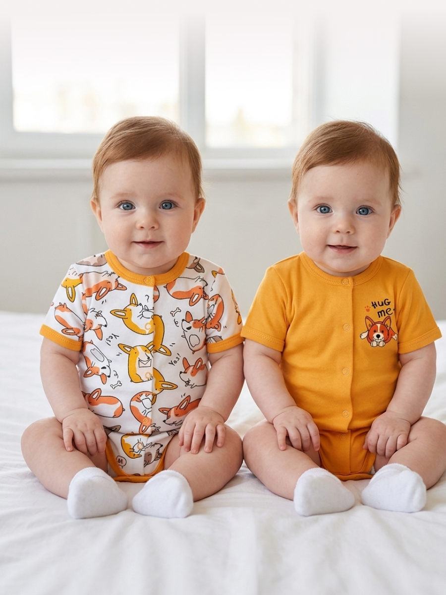 Изображение товара Комплект боди Эскимо 2 шт для новорожденных из 100% хлопка короткий рукав