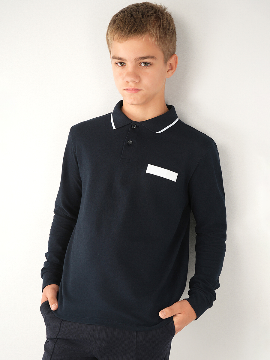 Рубашка-поло HappyFox HF77146т.синий.с.белой.полоской - фото 1