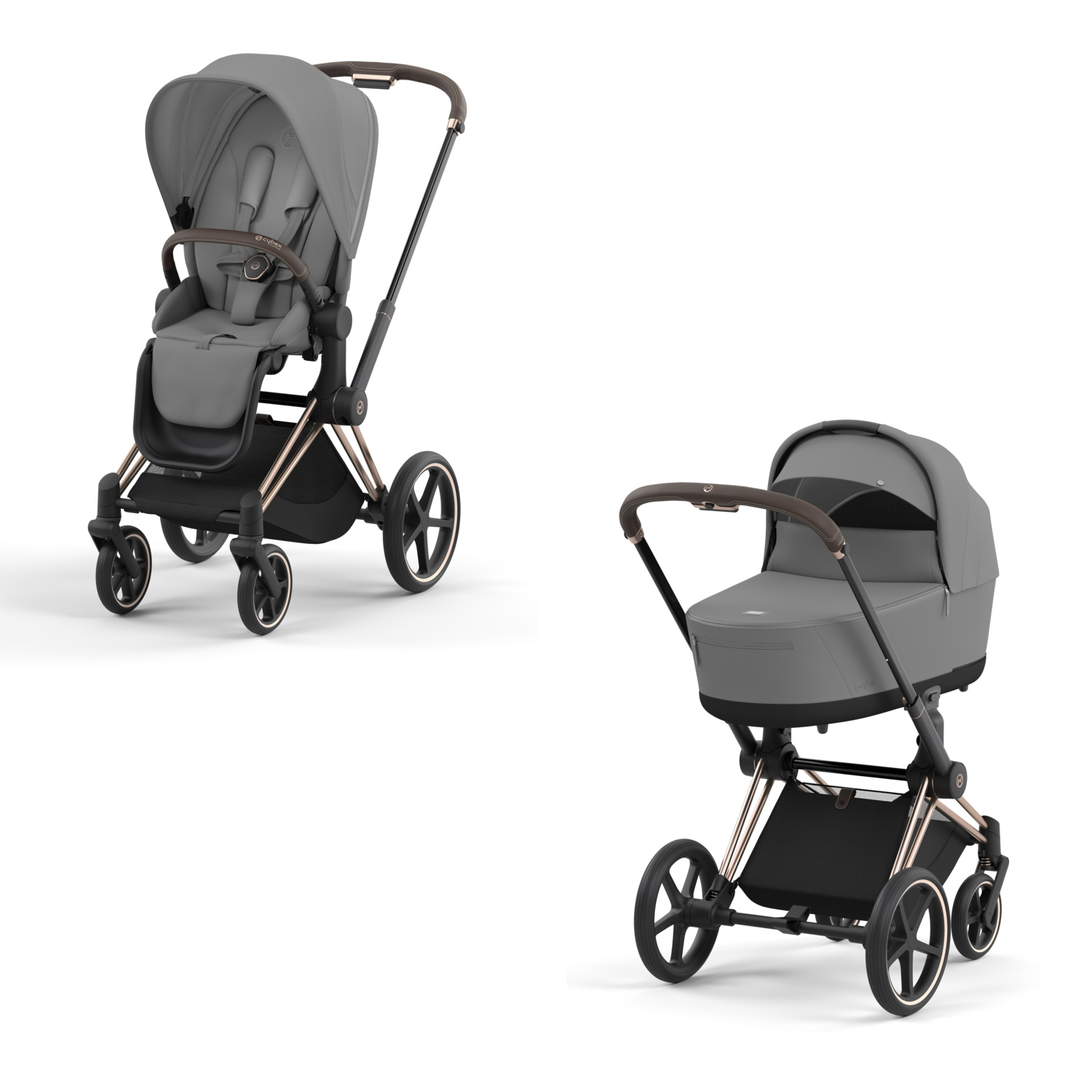 Коляска 2в1 Cybex Priam IV Rosegold серый - фото 1