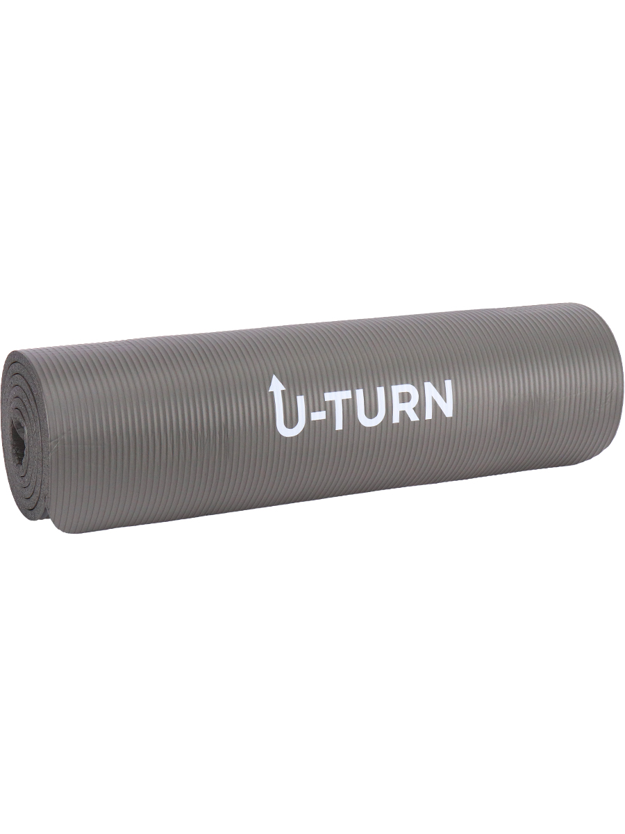 Коврик спортивный U-TURN для фитнеса и йоги серый - фото 5
