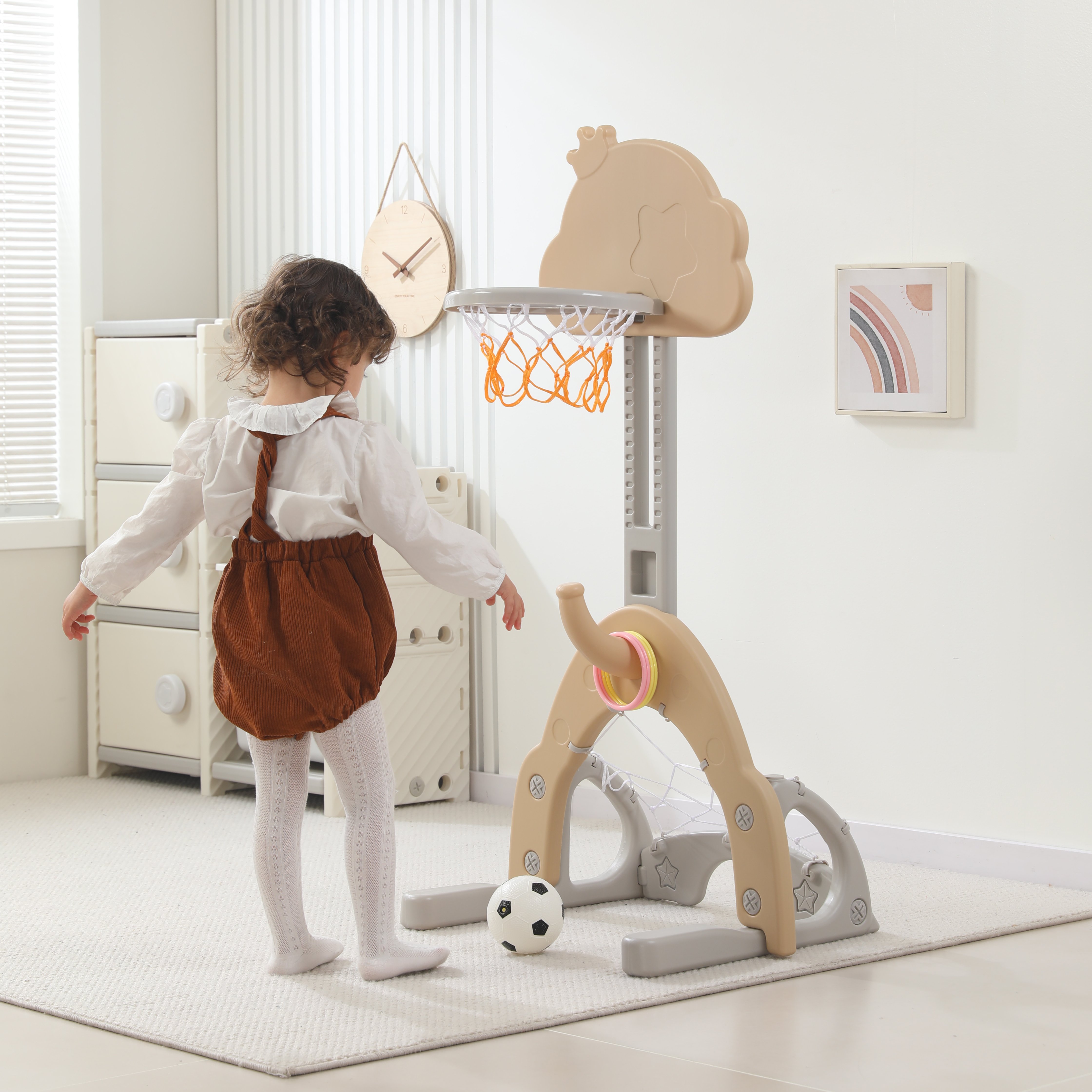 Баскетбольная стойка детская UNIX Kids Star сamel 2в1 для дома и улицы хоккейные футбольные ворота - фото 8
