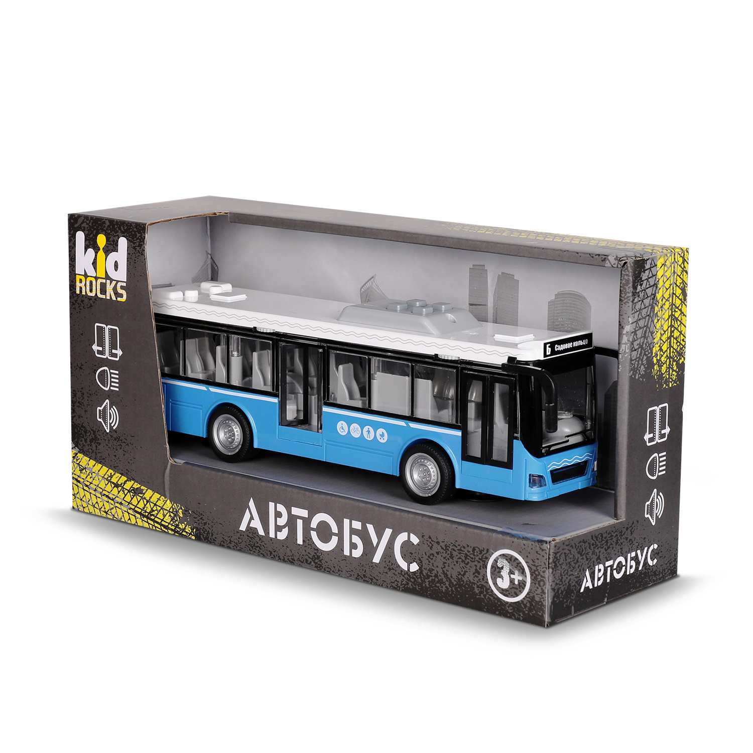 Автобус Kid Rocks со звуком и светом 1:16 YK-2103 - фото 1