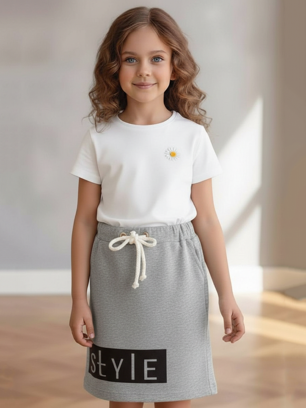 Изображение товара Юбка для девочек VGtrikotazh с принтом и эластичным поясом