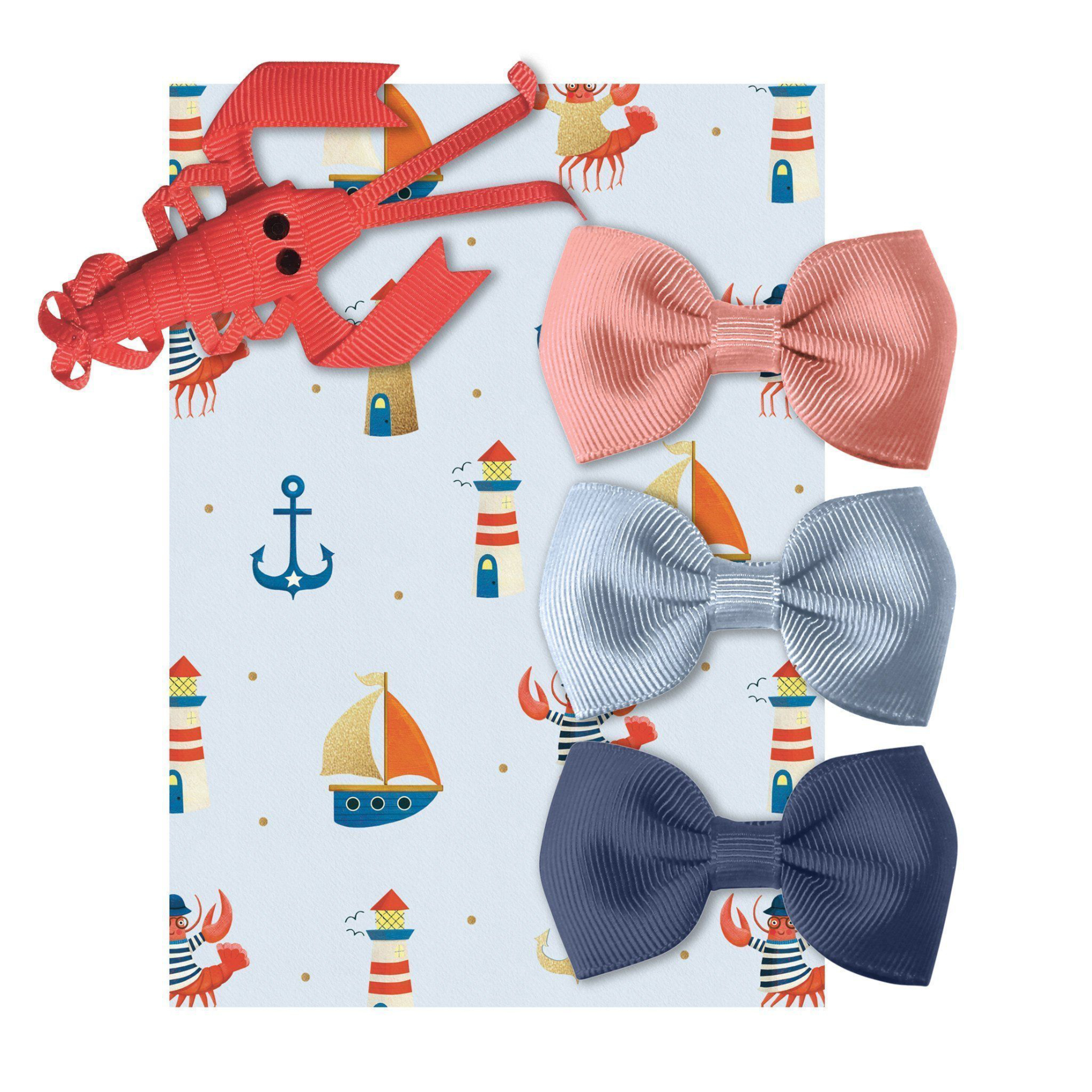 Набор заколок Milledeux Summer пыльная роза небесно-голубой темно-синий и скарлет SS18-Giftset-01 - фото 6