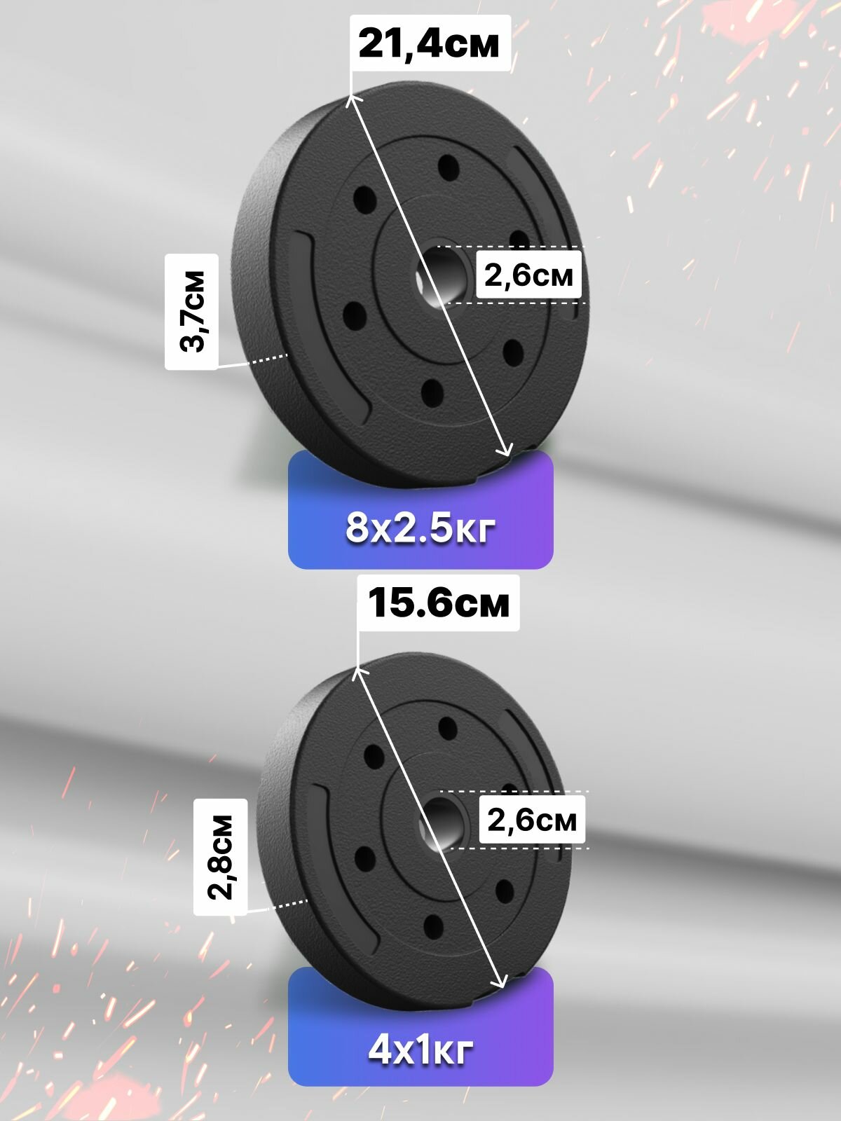 Набор блинов с грифом БлинДаГриф Гантель 12кг 2шт - фото 4