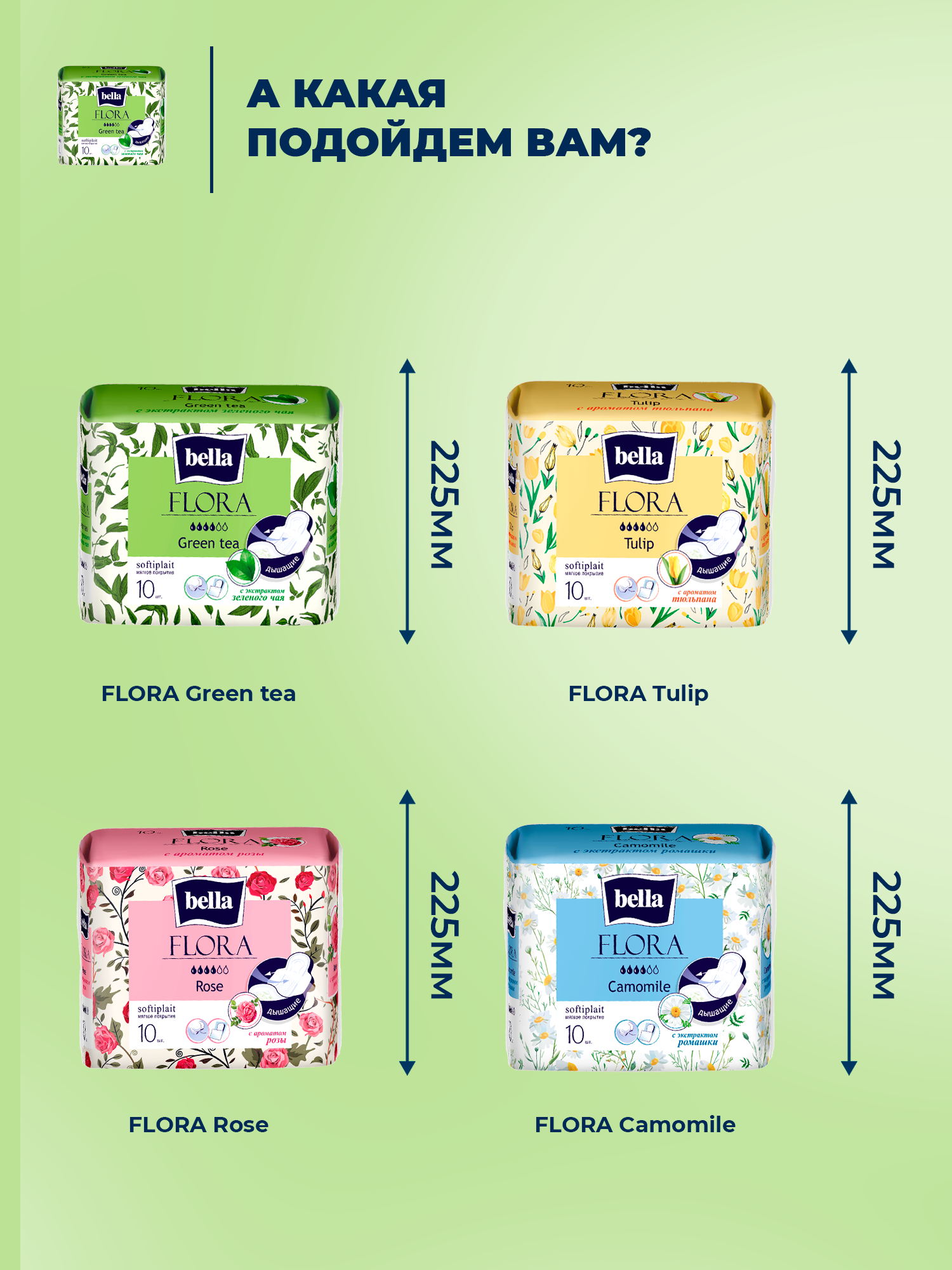 Прокладки женские BELLA FLORA Green tea с экстрактом зеленого чая 10 шт х 6 упаковок - фото 9