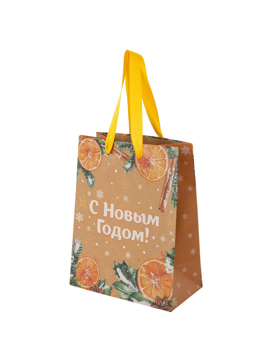 Пакет подарочный новогодний Золотая сказка пакетики для подарков и сладостей набор 4 штуки крафт - фото 5