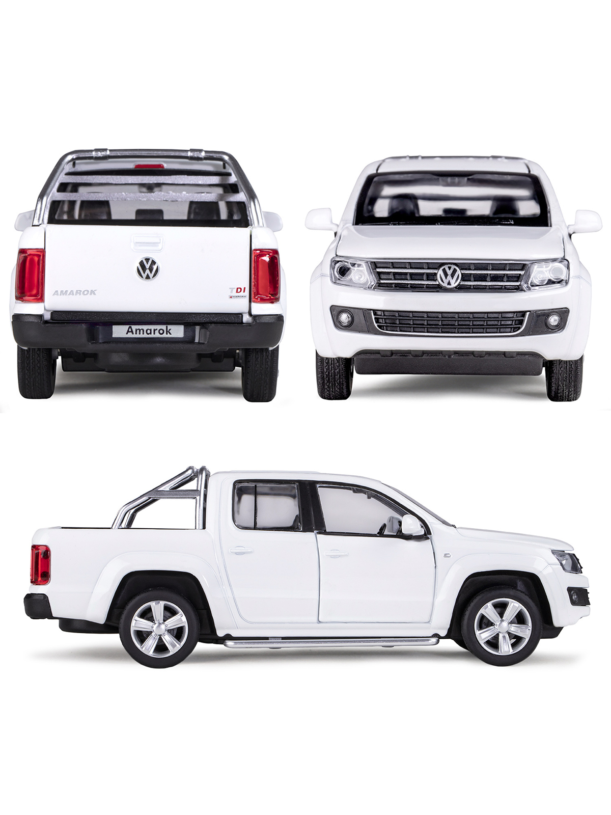 Пикап АВТОпанорама Volkswagen Amarok 1:30 белый JB1251298 - фото 6