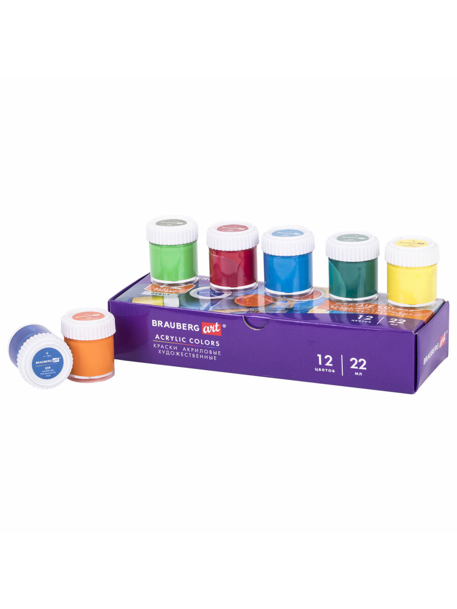 Краски акриловые Brauberg 12 цв. - фото 10