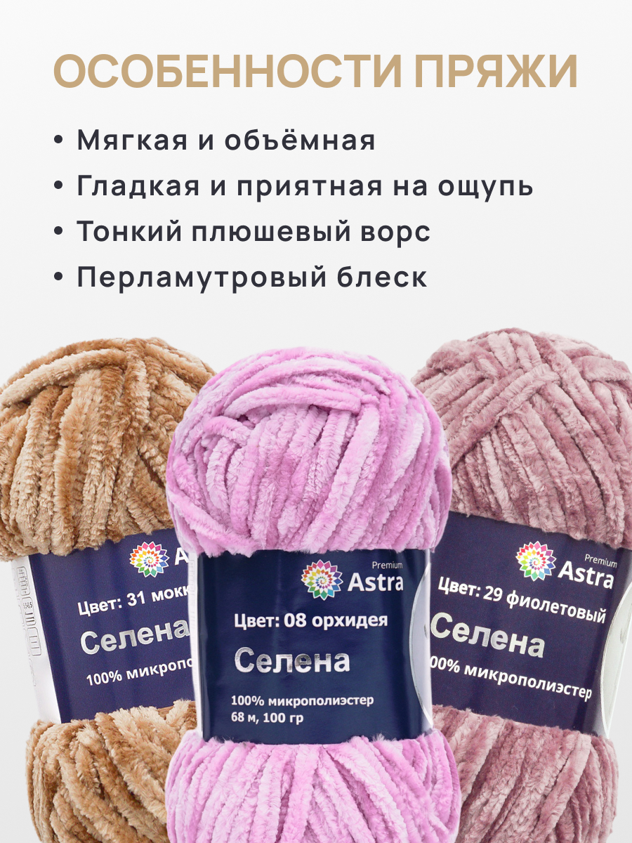 Пряжа для вязания Astra Premium Селена 100г 68м 4шт - фото 6