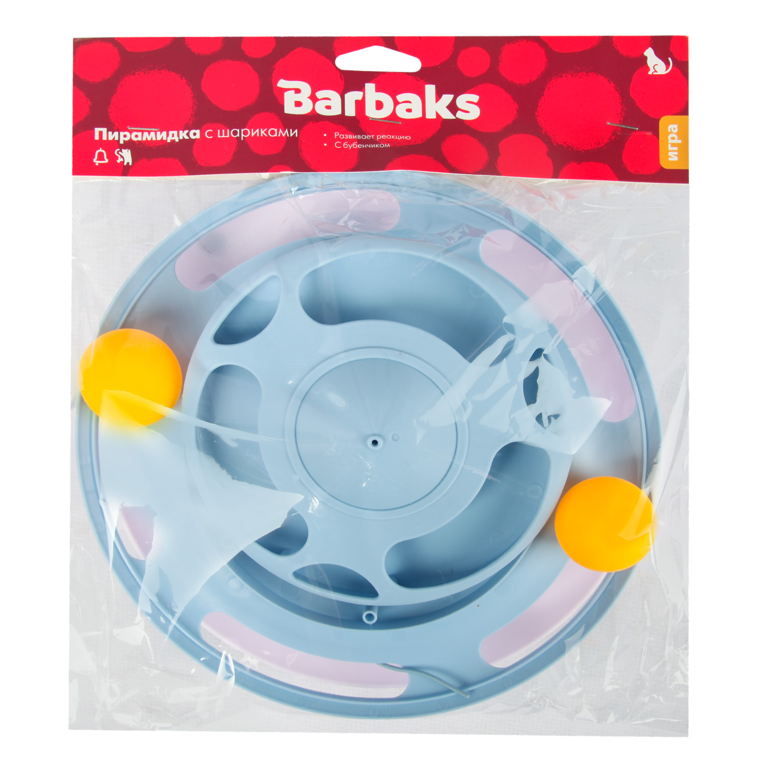 Игрушка для кошек Barbaks Пирамидка с пером и шариками - фото 7