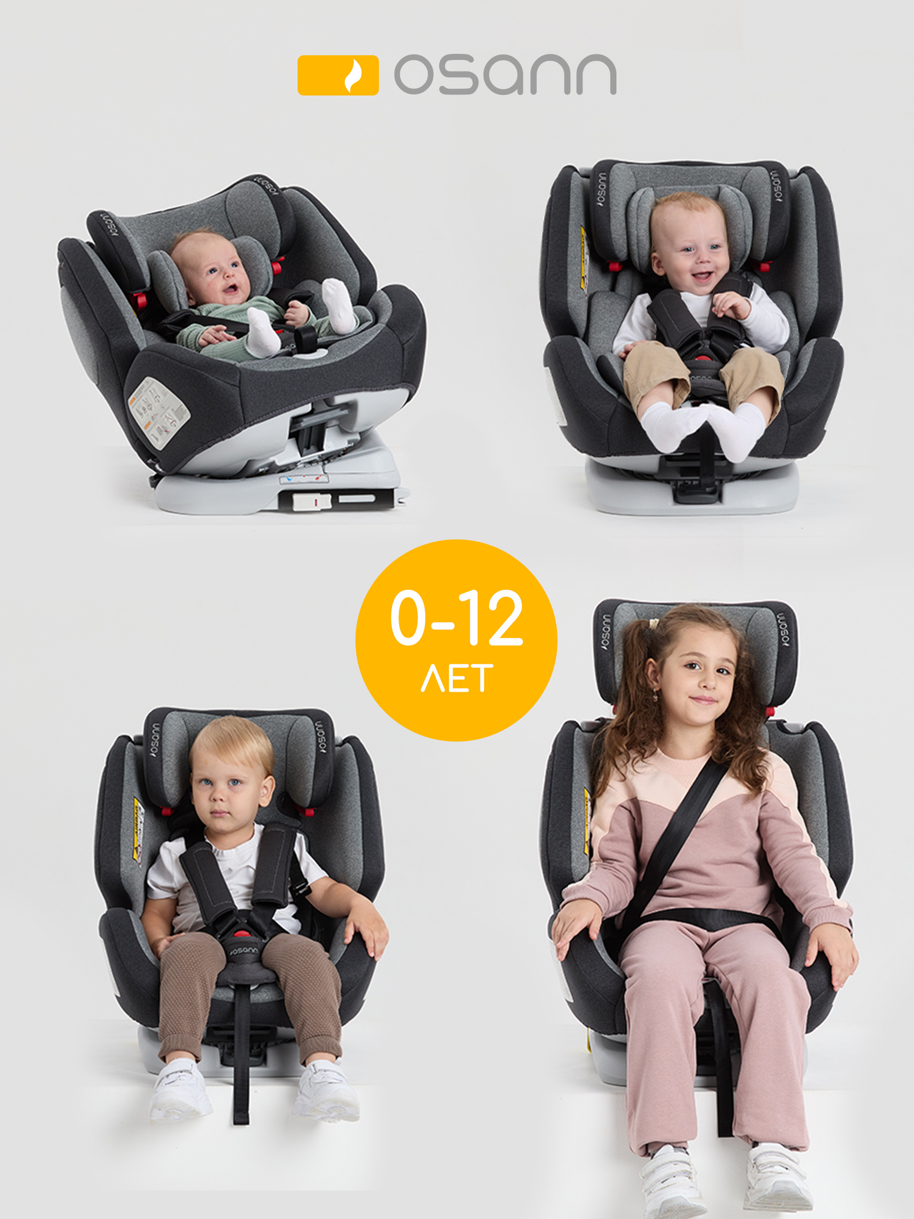 Автокресло Osann One 360 Isofix 0+/1/2/3 (0-36 кг) серый - фото 2