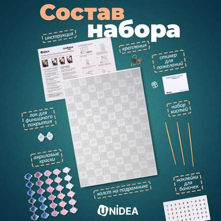 Картина по номерам UNIDEA А3 ROSE в ассортименте