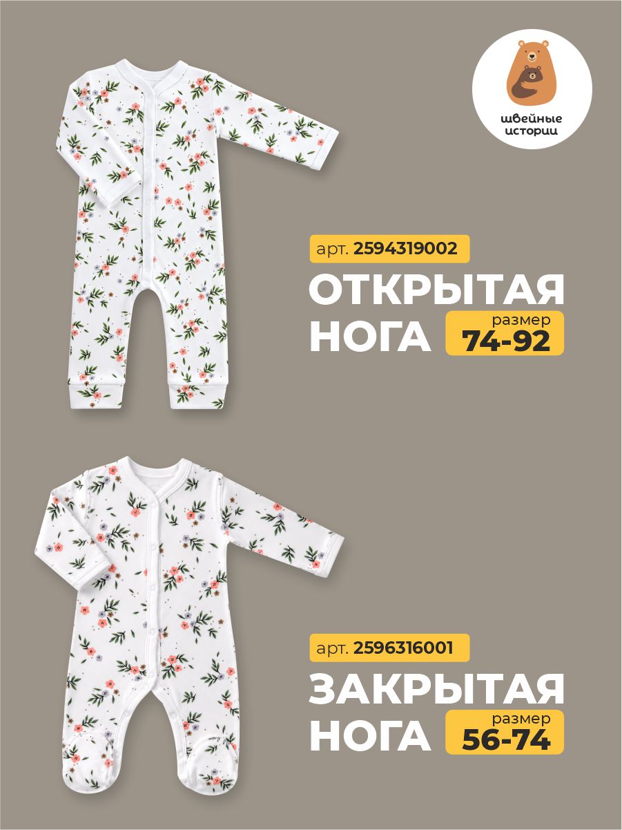 Комбинезон 3 шт ШВЕЙНЫЕ ИСТОРИИ закр_слипыцветы - фото 8
