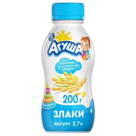 Йогурт Агуша питьевой злаки 0.2л с 8месяцев