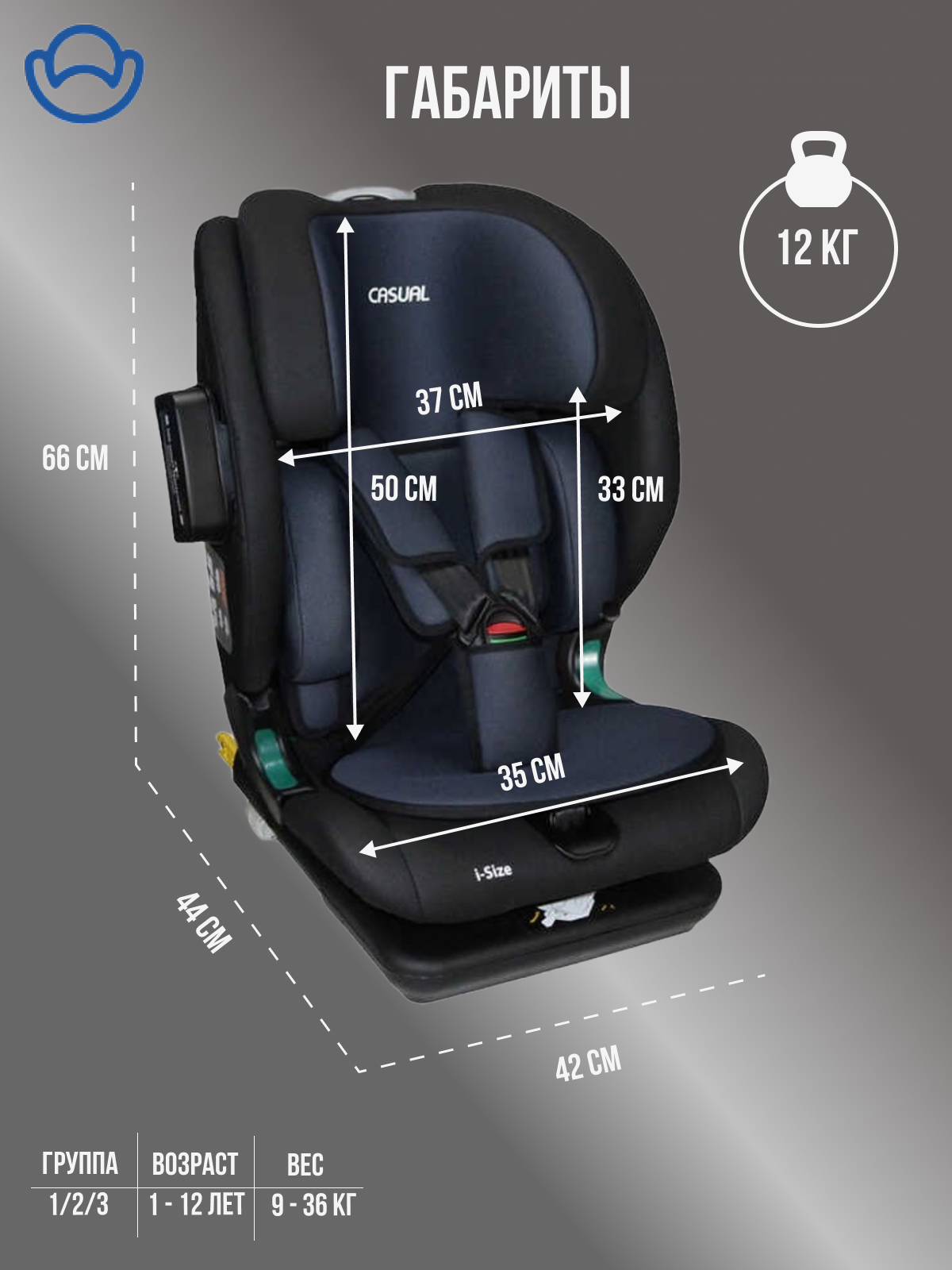 Автокресло Casual Blue Isofix 1/2/3 (9-36 кг) - фото 10