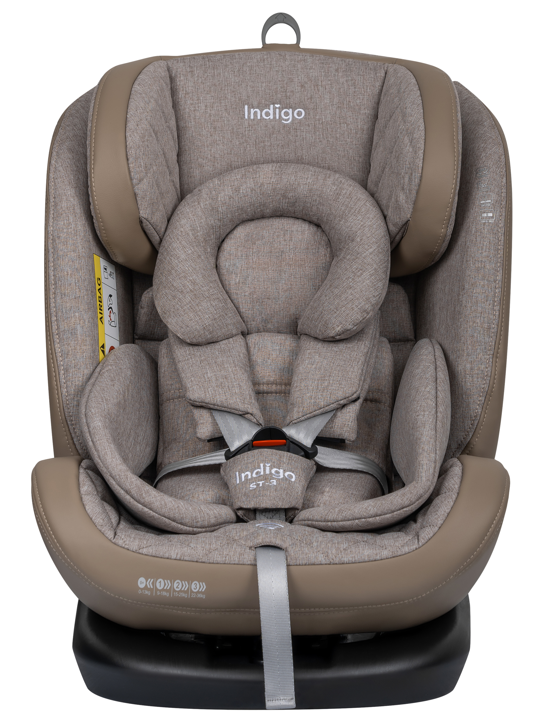 Автокресло Indigo Aero бежевый лен Isofix 0+/1/2/3 (0-36 кг) - фото 14