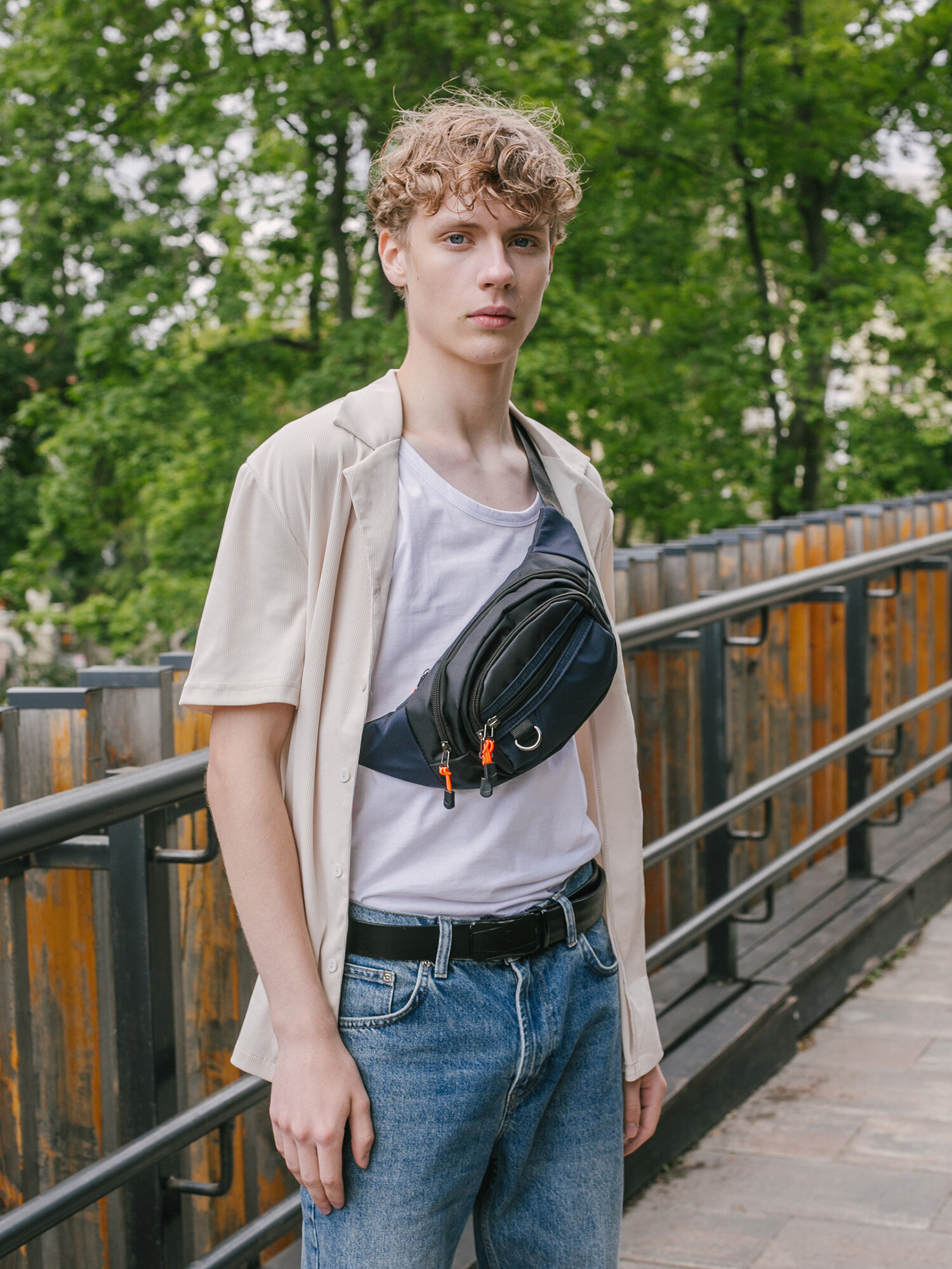 Сумка HEIKKI синий/оранжевый поясная - фото 6