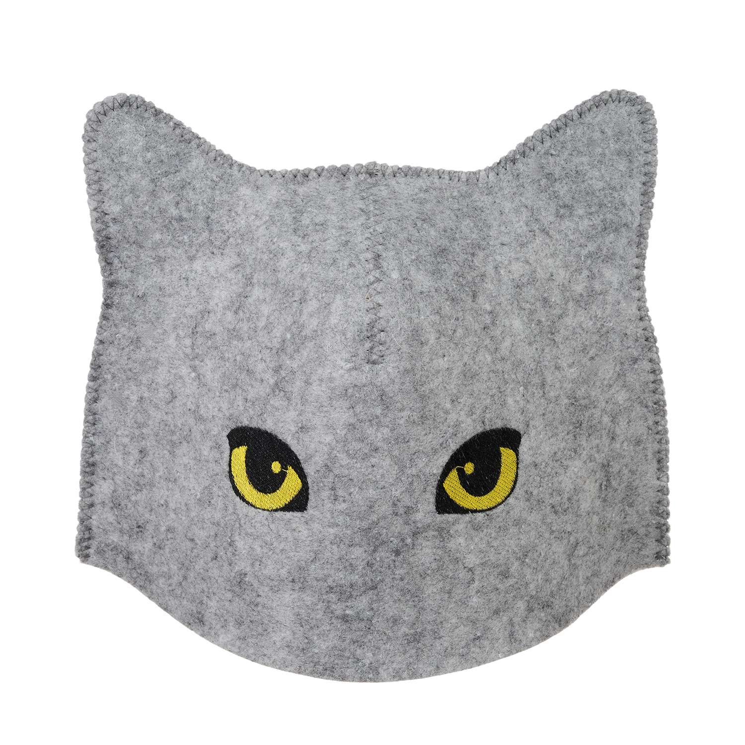 Шапка банная ГлавБаня Кошка с вышивкой войлок серый синтетический - фото 4