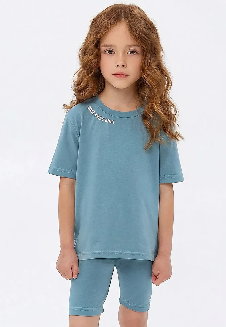 Изображение товара Летний костюм для девочки YOULALA 98 футболка и велосипедки 92% хлопок