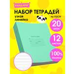 Тетрадь ПАНДАРОГ узкая линейка 12 лист. 20 шт. в ассортименте