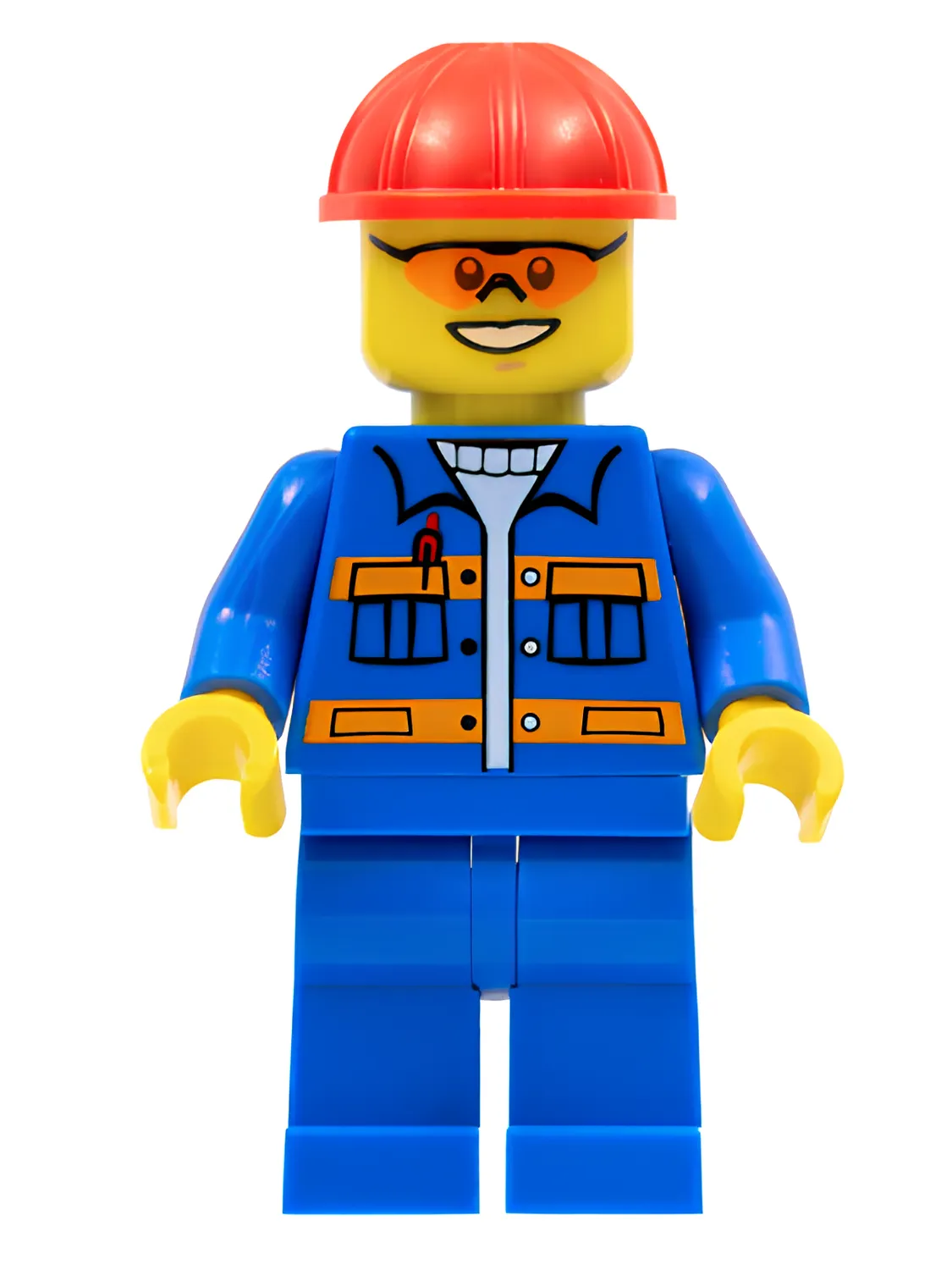Изображение товара Минифигурка LEGO Blue Jacket с карманами и оранжевыми полосками, 4 детали Изображение товара Минифигурка LEGO Blue Jacket с карманами и оранжевыми полосками, 4 детали